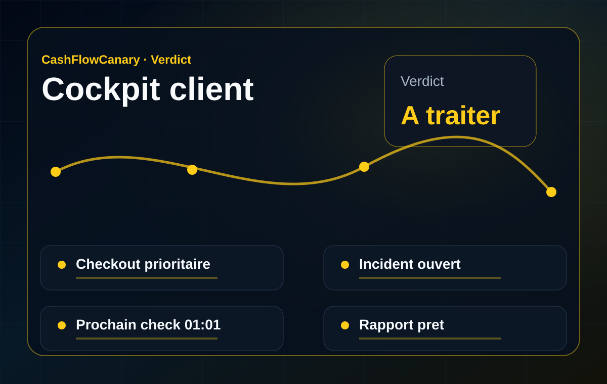 Capture démo du cockpit CashFlowCanary sans donnée client